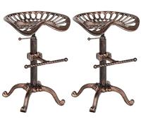 CLP Lot De 2 Tabourets De Bar Industriel Butch I Siège en Fer Forgé Pieds en Métal I Chaise De Bar avec Hauteur Réglable - Couleur: Bronze