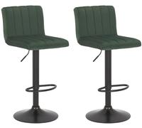 CLP Lot de 2 tabourets de Bar Jamie Velours I Tabouret de Bar réglable en Hauteur avec Repose-Pieds I Pivotant à 360° Couleur Vert