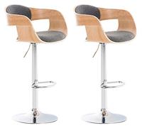 CLP Lot De 2 Tabourets De Bar Kingston en Tissu I Chaise Haute De Bar Réglable en Hauteur I Piètement Métallique I Rembourrage Epais, Couleur:Natura/Gris Clair