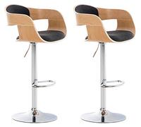 CLP Tabouret de bar Kingston tissu – Lot de 2 – Réglable, piètement métallique – Nature/Gris foncé
