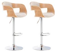 CLP Lot de 2 tabourets de bar Kingston en tissu, rembourrage épais, piètement métal – Nature/Crème