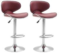 CLP Lot De 2 Tabourets De Bar Las Vegas V2 en Similicuir I Set De Chaises Hautes avec Piètement Et Repose-Pieds en Métal I Hauteur Réglable, Couleur:Bordeaux, Couleur du Cadre:Chrome