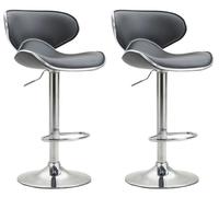 CLP Lot De 2 Tabourets De Bar Las Vegas V2 en Similicuir I Set De Chaises Hautes avec Piètement Et Repose-Pieds en Métal I Hauteur Réglable, Couleur:Gris, Couleur du Cadre:Chrome