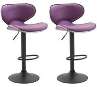 CLP Lot De 2 Tabourets De Bar Las Vegas V2 en Similicuir I Set De Chaises Hautes avec Piètement Et Repose-Pieds en Métal I Hauteur Réglable, Couleur:Violet, Couleur du Cadre:Noir