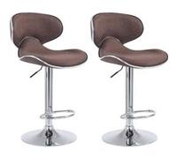 CLP Lot de 2 tabourets de bar Las Vegas V2 en tissu , Marron/Chrome Marron G