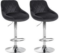 CLP Lot de 2 tabourets de Bar Lazio recouverts de Velours I Tabouret de Bar pivotant avec Repose-Pieds réglable en Hauteur | Couleur Gris foncé Couleur du Cadre Chrome
