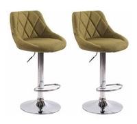 CLP Lot de 2 tabourets de bar Lazio tissu , Vert Vert G