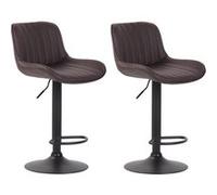 CLP Lot de 2 Tabourets de bar Lentini en Similicuir Pied trompette en Métal , Marron/Noir Marron G