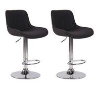 CLP Lot de 2 Tabourets de bar Lentini en Tissu Pied trompette en Métal , Noir /Chrome Noir G