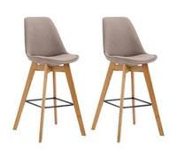CLP Lot de 2 tabourets de bar Metz en tissu , Taupe/Nature Taupe G