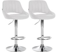 CLP Lot de 2 tabourets de Bar Milet en Similicuir, reglables en Hauteur, pivotants, avec Dossier, Couleur Blanc Matériel du Cadre Métal en Finition chromée
