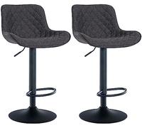 CLP Lot De 2 Tabourets De Bar Minosa I Chaises Hautes De Bistrot Réglables Pivotantes I avec Pied Et Repose-Pieds en Métal | Couleur Noir Matériel Tissu