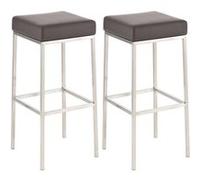 CLP Lot de 2 tabourets de bar Montréal 85 Similicuir , Marron/Acier inoxydable Marron G