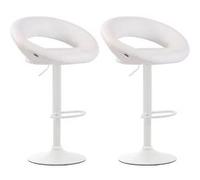 CLP Lot de 2 Tabourets de bar Olinda en similicuir hauteur réglable et siège pivotant , Blanc /Blanc Blanc G