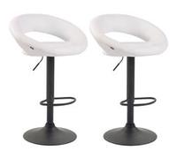 CLP Lot de 2 Tabourets de bar Olinda en similicuir hauteur réglable et siège pivotant , Blanc /Noir Blanc G