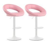 CLP Lot de 2 Tabourets de bar Olinda en similicuir hauteur réglable et siège pivotant , Rose/Blanc Rose G