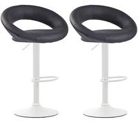 CLP Lot De 2 Tabourets De Bar Olinda en Similicuir I Hauteur Réglable Et Pivotant A 360° I Piètement Trompette, Couleur:Gris, Couleur du Cadre:Blanc