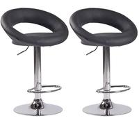 CLP Lot De 2 Tabourets De Bar Olinda en Similicuir I Hauteur Réglable Et Pivotant A 360° I Piètement Trompette, Couleur:Gris, Couleur du Cadre:Chrome