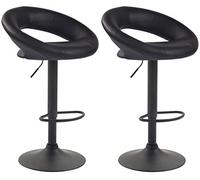 CLP Lot de 2 Tabourets de bar Olinda en similicuir hauteur réglable et siège pivotant , Noir /Noir Noir G