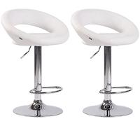 CLP Lot de 2 Tabourets de bar Olinda en similicuir hauteur réglable et siège pivotant , Blanc /Chrome