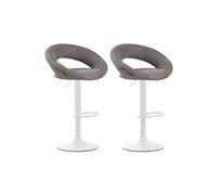 CLP Lot de 2 Tabourets de bar Olinda en tissu hauteur réglable et siège pivotant , Gris/Blanc