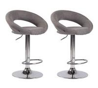 CLP Lot de 2 Tabourets de bar Olinda en tissu hauteur réglable et siège pivotant , Gris/Chrome