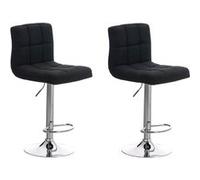 CLP Lot de 2 Tabourets de bar Peru en Tissu Piètement Métal Pivotant et Ajustable , Noir Noir G