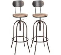 CLP Lot de 2 tabourets de Bar Pino I Chaises de Bar réglables en Hauteur avec assises et dossiers en Bois I Tabouret de comptoir réglable en Hauteur et pivotant, Couleur:Bronze