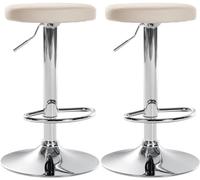 CLP Lot de 2 tabourets de Bar Ponte Similicuir I Tabouret de comptoir pivotant I Tabouret réglable en Hauteur | Couleur crème Matériel du Cadre Métal en Finition chromée
