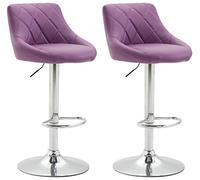 CLP Lot De 2 Tabourets De Bar Réglable en Hauteur Lazio Similicuir I Chaise Haute Confortable Dossier Et Repose-Pied I Piètement en Métal | Couleur Violet