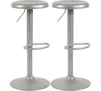 CLP Lot de 2 tabourets de Bar réglables Williston, pivotants avec Repose-Pieds, sans Dossier, Structure en métal | Couleur Argent