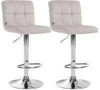 CLP Lot de 2 tabourets de Bar revêtement Velours Peru réglables et pivotants avec Dossier | Couleur crème Couleur du Cadre Chrome
