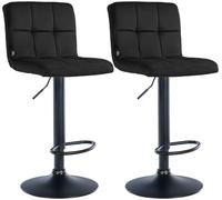CLP Lot de 2 tabourets de Bar revêtement Velours Peru réglables et pivotants avec Dossier Couleur Noir Couleur du Cadre Noir