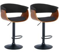 CLP Lot de 2 tabourets de Bar Vestal Tissu ou Similicuir I Tabouret de comptoir Réglable en Hauteur avec Repose-Pieds | Couleur Noyer/Noir Matériel Tissu