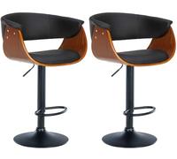 CLP Lot de 2 tabourets de Bar Vestal Tissu ou Similicuir I Tabouret de comptoir Réglable en Hauteur avec Repose-Pieds | Couleur Noyer/Noir Matériel Similicuir