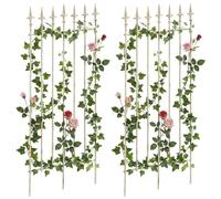 CLP Lot de 2 treillages Metal 100 x 50 cm Elisa, Supports Robustes pour rosiers et Lierre, Style Art Nouveau, pour Jardin, Couleur:crème Antique