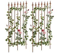 CLP Lot de 2 treillages Metal 100 x 50 cm Elisa, Supports Robustes pour rosiers et Lierre, Style Art Nouveau, pour Jardin, Couleur:Marron Antique