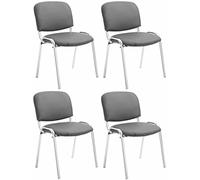 CLP Lot de 4 Chaises De Conférence Ken en Similicuir I Chaise Visiteur avec Piétement en Métal Chromé, Couleur:Gris
