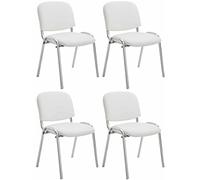 CLP Lot de 4 Chaises De Conférence Ken en Similicuir I Chaise Visiteur avec Piétement en Métal Chromé Couleur:Blanc