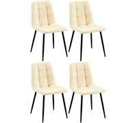 CLP Lot de 4 chaises de Salle à Manger Antibes Similicuir I Chaise rembourrée matelassée I Chaise de Cuisine avec Protections de Sol, Couleur:crème