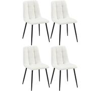CLP Lot de 4 chaises de Salle à Manger Antibes Similicuir I Chaise rembourrée matelassée I Chaise de Cuisine avec Protections de Sol, Couleur:Blanc