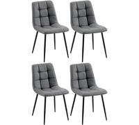 CLP Lot de 4 chaises de Salle à Manger Antibes Similicuir I Chaise rembourrée matelassée I Chaise de Cuisine avec Protections de Sol, Couleur:Gris foncé