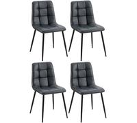 CLP Lot de 4 chaises de Salle à Manger Antibes Similicuir I Chaise rembourrée matelassée I Chaise de Cuisine avec Protections de Sol, Couleur:Noir