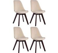 CLP Lot de 4 Chaises de salle à manger Borneo V2 en velours , Crème/Noyer Crème G