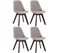 CLP Lot de 4 Chaises de salle à manger Borneo V2 en velours , Gris/Noyer