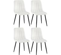 CLP Lot De 4 Chaises De Salle A Manger Dijon Tissu Ou Velours I Surface D'assise Matelassée Pieds en Metal I Charge 150 Kg, Couleur:Blanc crème, Matériel:Velours