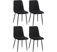 CLP Lot De 4 Chaises De Salle A Manger Dijon Tissu Ou Velours I Surface D'assise Matelassée Pieds en Metal I Charge 150 Kg, Couleur:Noir, Matériel:Tissu