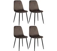 CLP Lot de 4 Chaises de salle à manger Giverny avec Piètement en métal noir , Gris/Velours