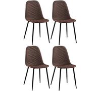 CLP Lot De 4 Chaises De Salle A Manger Giverny en Tissu Ou Velours I Dossier Matelassée Pieds en Metal I Charge Max.150 Kg Couleur:Marron;Matériel:Tissu