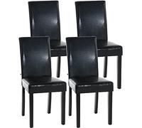 CLP Chaises de salle à manger Ina – Lot de 4 – Similicuir, assise rembourrée, pieds bois Noir